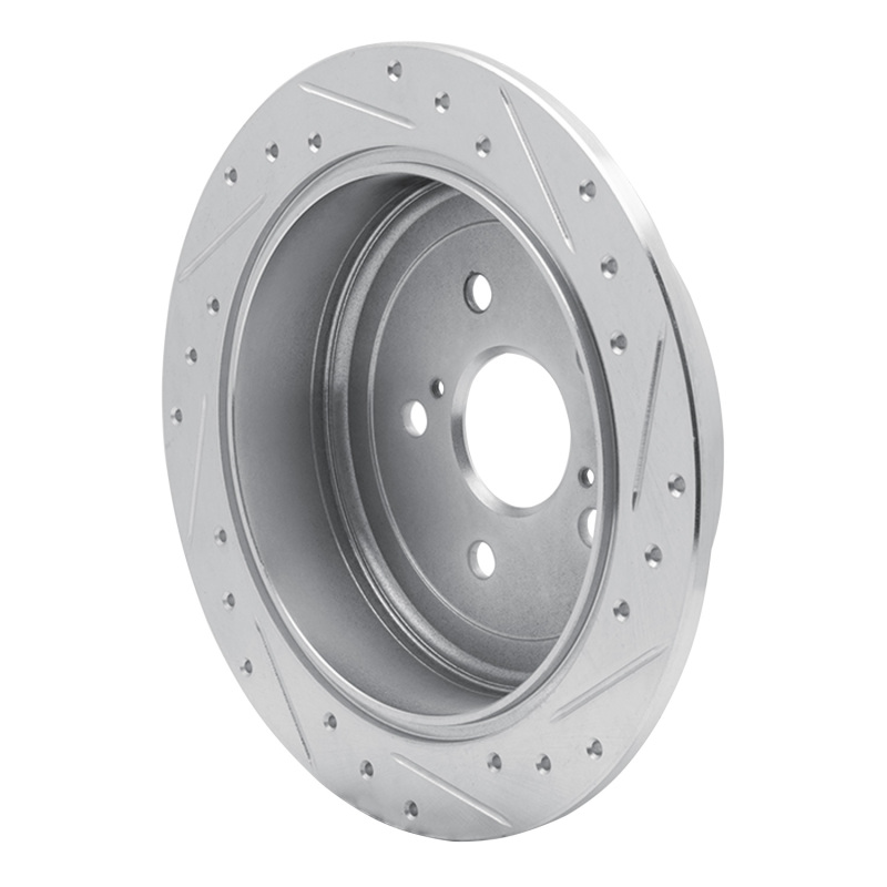 Lexus RX450h Brake Rotor (1) - Rear Left - R1 Concepts - Drilled & Slotted - Silver - `10-`20
